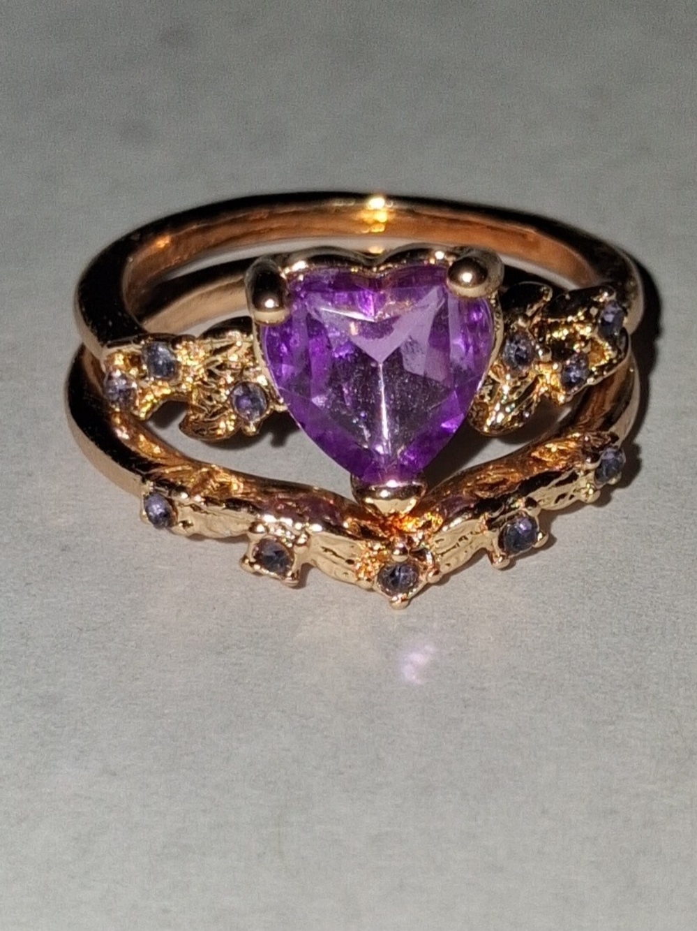 Gold Amethyst Heart Ring